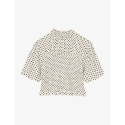 Womens Sandro Polka-dot print high-neck stretch-woven top