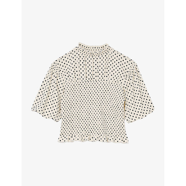 Womens Sandro Polka-dot print high-neck stretch-woven top