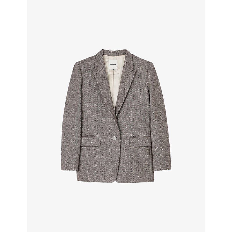 Womens Sandro Rhinestone-embellished herringbone woven blazer