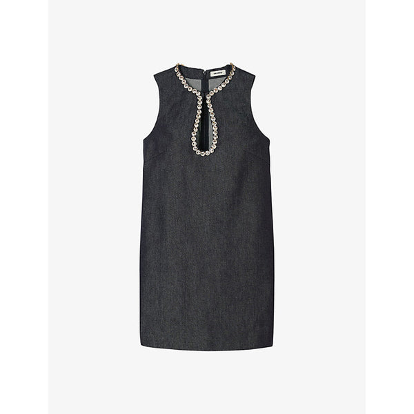 Womens Sandro Rhinestone-embellished sleeveless cotton mini dress