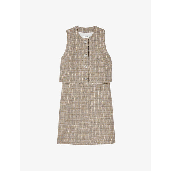 Womens Sandro Rhinestone-embellished tweed mini dress