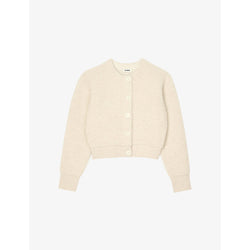 Womens Sandro Round-neck brushed knitted cardigan