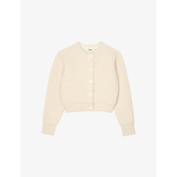 Womens Sandro Round-neck brushed knitted cardigan