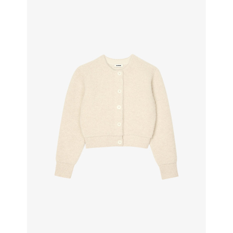 Womens Sandro Round-neck brushed knitted cardigan