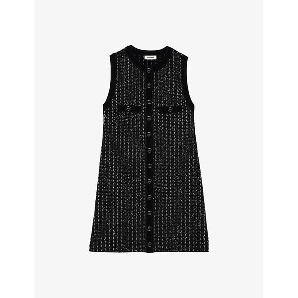 Womens Sandro Round-neck sleeveless stretch-knit mini dress