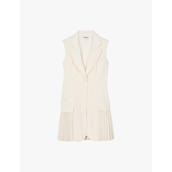 Sandro V-neck sleeveless pleated stretch-woven playsuit | LYBSTORE