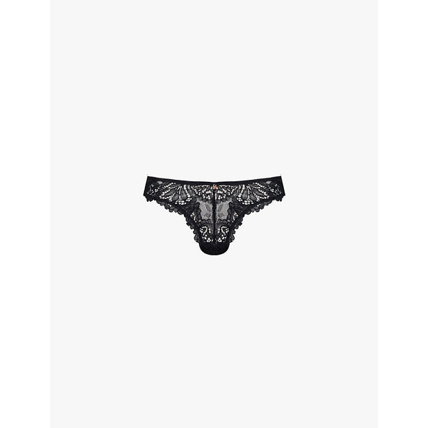 Womens Savage X Fenty Romantic corded brand-charm lace thong