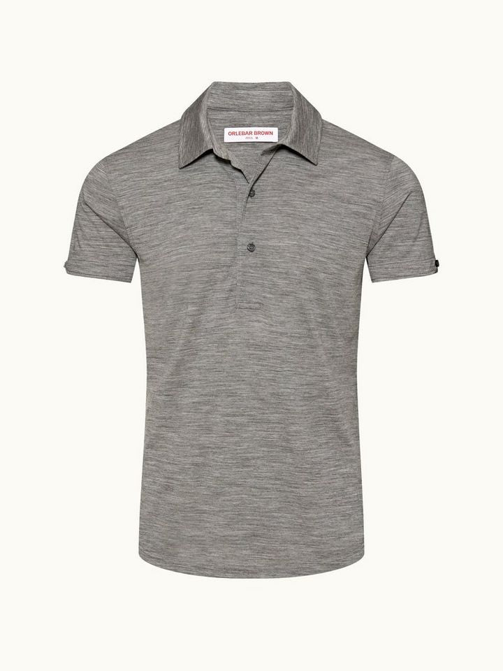 Sebastian Merino - Grey Melange Tailored Fit Merino Polo Shirt