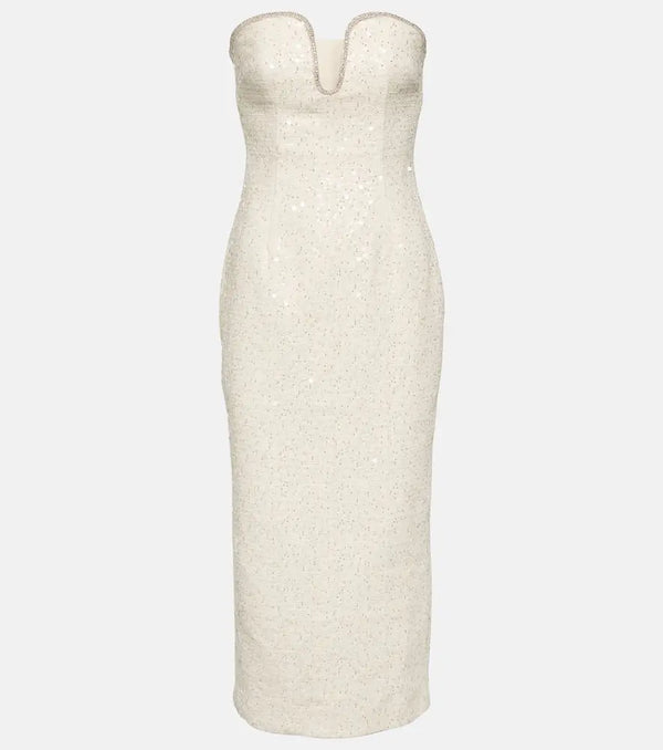 Self-Portrait Bridal sequined bouclé midi dress | LYBSTORE