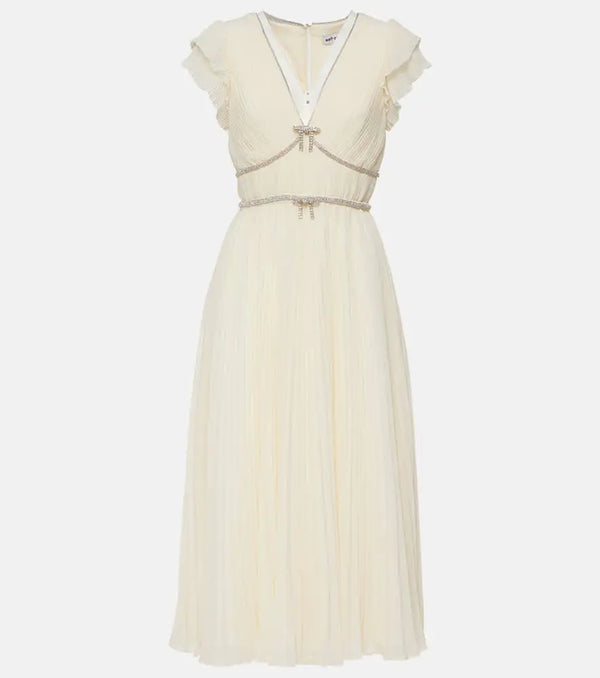 Self-Portrait Crystal-embellished chiffon midi dress