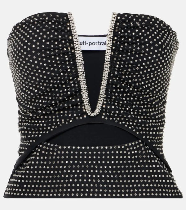 Self-Portrait Embellished cutout tube top