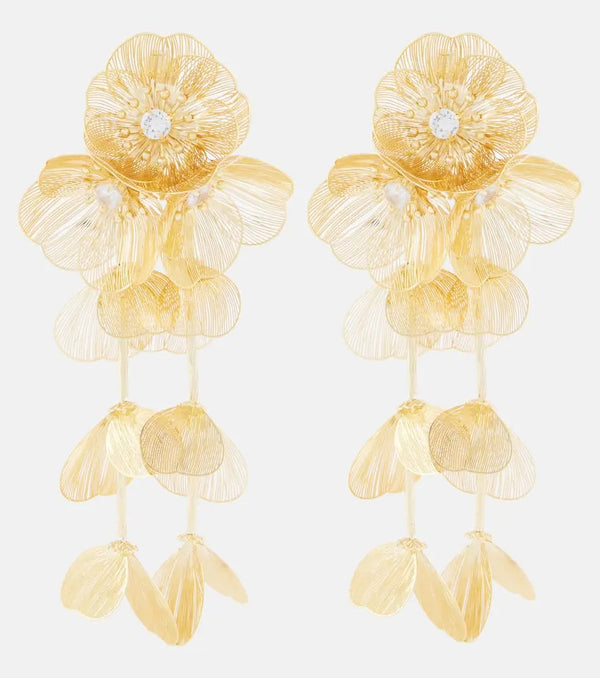 Self-Portrait Embellished gold-plated clip-on earrings