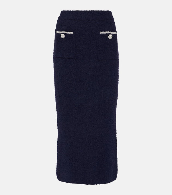 Self-Portrait Embellished high-rise knit midi skirt