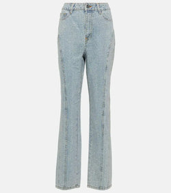 Self-Portrait Embellished high-rise straight jeans | LYBSTORE