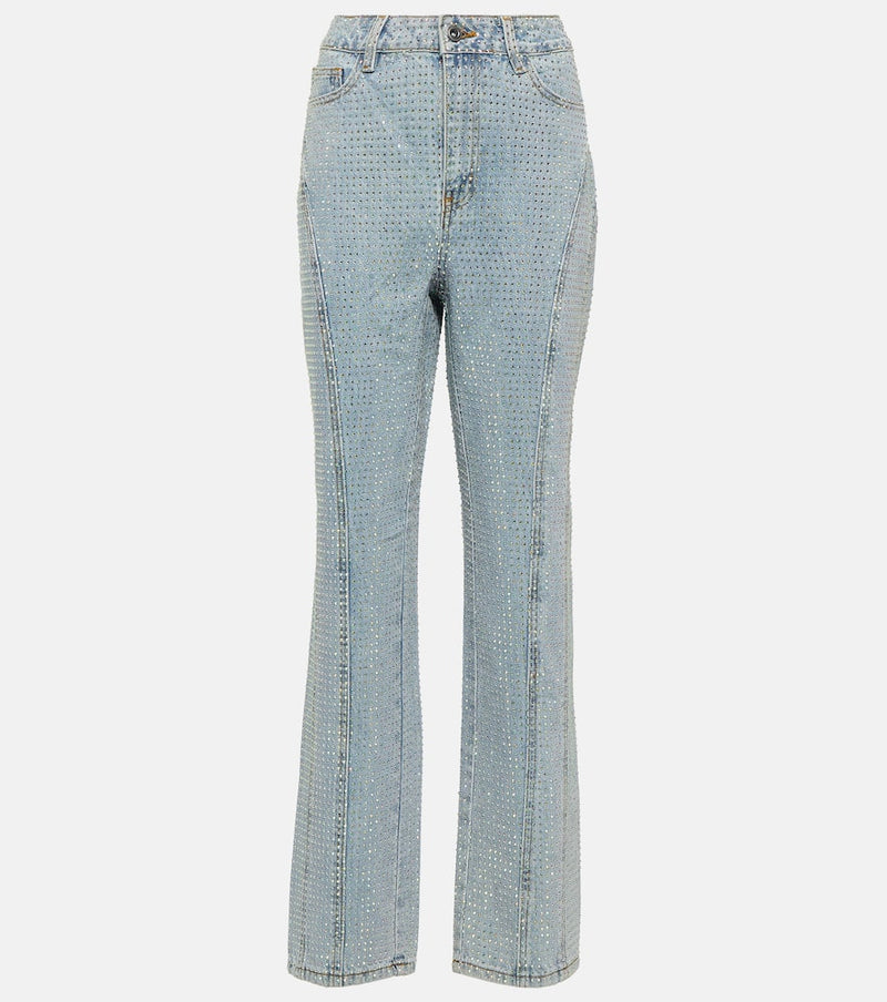 Self-Portrait Embellished high-rise straight jeans