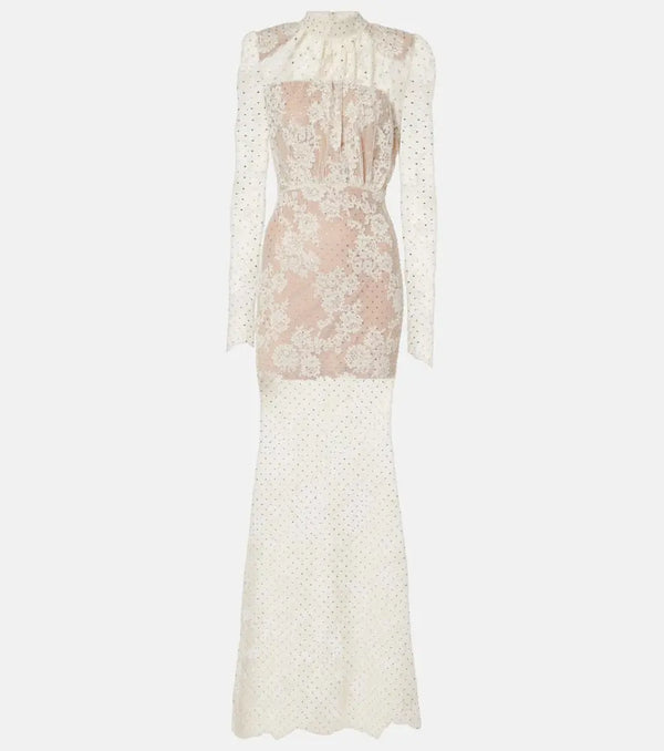 Self-Portrait Embellished lace maxi dress | LYBSTORE