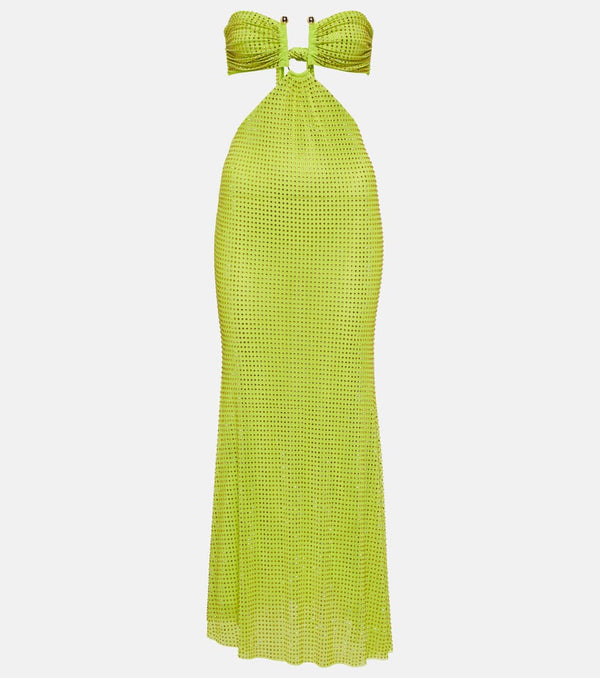 Self-Portrait Embellished mesh maxi dress