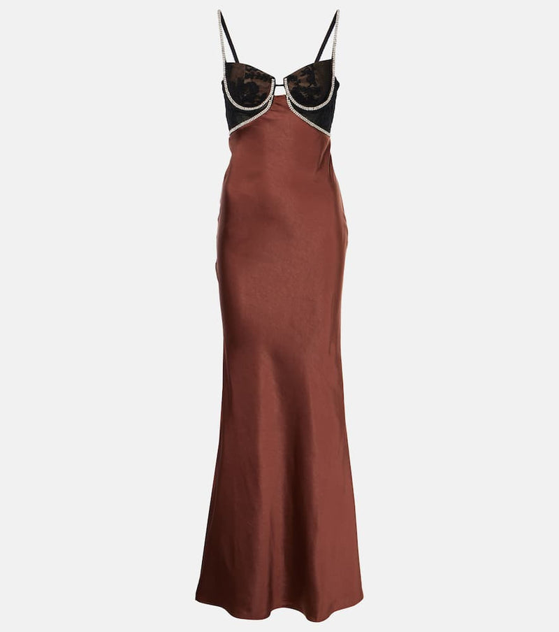 Self-Portrait Embellished satin gown