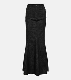 Self-Portrait Flared denim maxi skirt | LYBSTORE