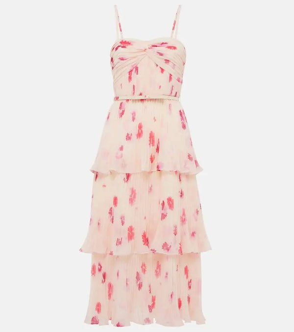 Self-Portrait Floral chiffon midi dress