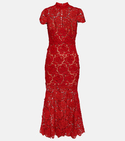 Self-Portrait Floral lace midi dress