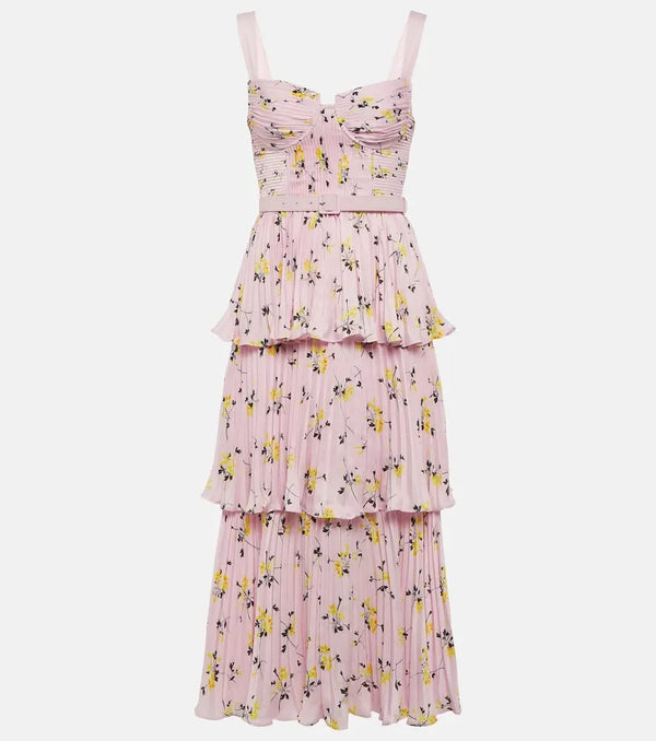 Self-Portrait Floral satin midi dress | LYBSTORE