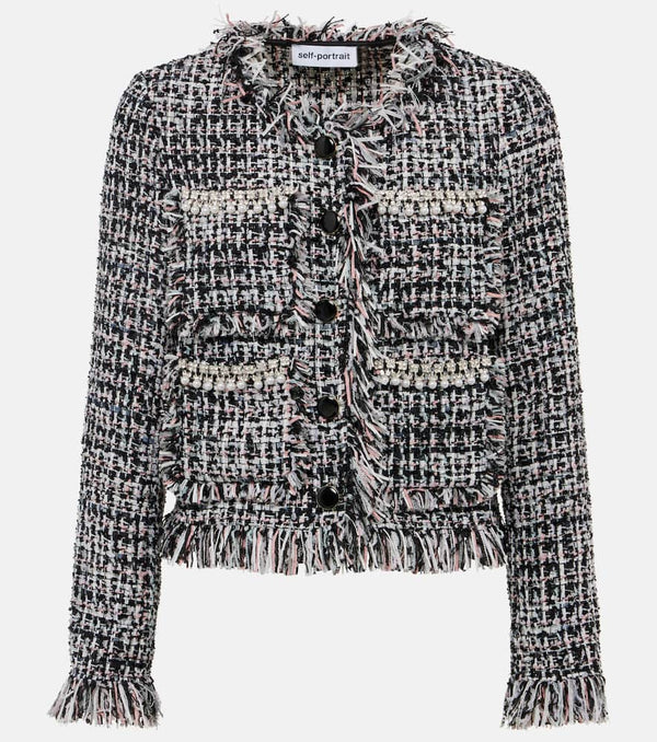 Self-Portrait Fringed bouclé jacket | LYBSTORE