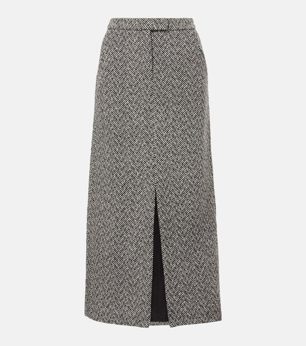 Self-Portrait Herringbone high-rise midi skirt | LYBSTORE