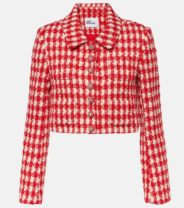 Self-Portrait Houndstooth bouclé jacket