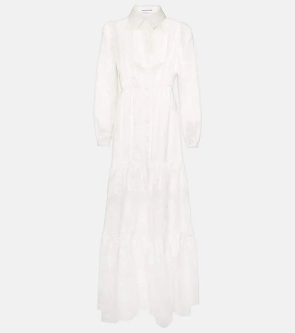 Self-Portrait Lace-trimmed cotton maxi dress