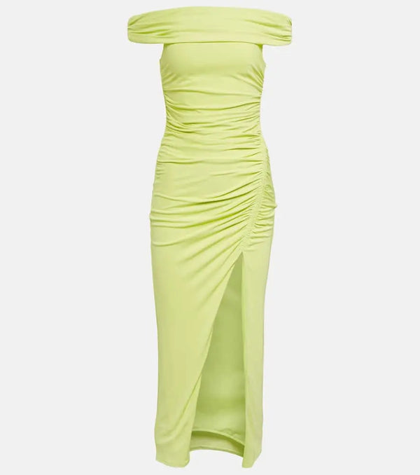 Self-Portrait Off-the-shoulder ruched midi dress