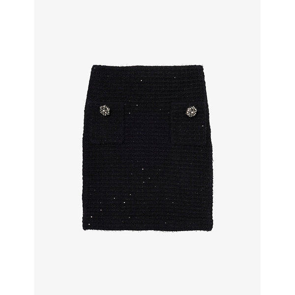 Womens Self-Portrait Sequin textured knitted mini skirt