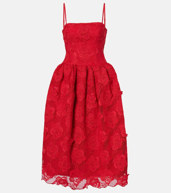 Self-Portrait Strapless lace midi dress | LYBSTORE