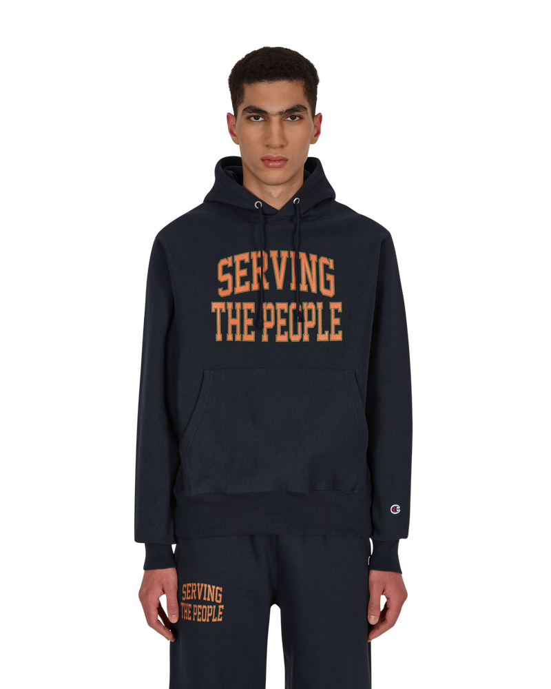 Serving The People Collegiate Hooded Sweatshirt Blue