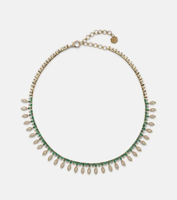 Shay Jewelry 18kt gold necklace with diamonds and emeralds