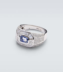 Shay Jewelry 18kt white gold ring with sapphire and diamond