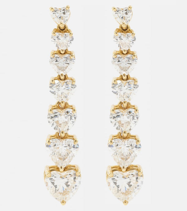 Shay Jewelry 7 Heart 18kt gold drop earrings with diamonds