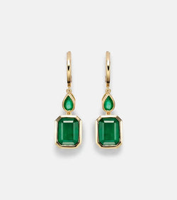 Shay Jewelry Illusion 18kt gold drop earrings with emeralds | LYBSTORE