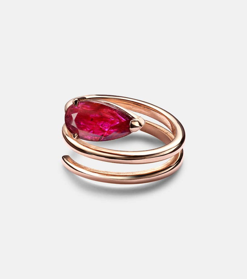 Shay Jewelry Ruby Pear 18kt rose gold pinky ring with ruby