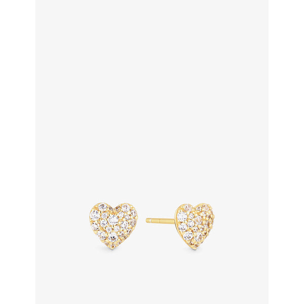 Sif Jakobs Caro heart-shaped 18ct gold-plated sterling-silver and zirconia stud earrings