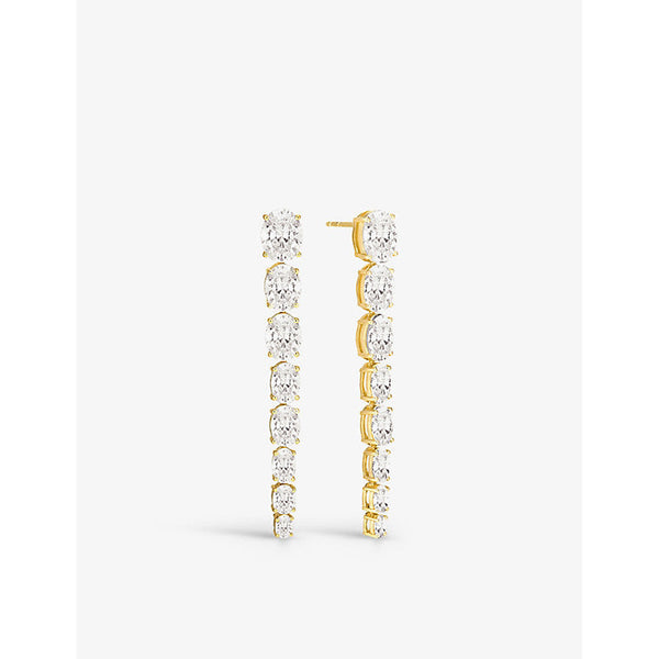 Sif Jakobs Ellisse Lungo Otto 18ct yellow gold-plated sterling silver and zirconia drop earrings