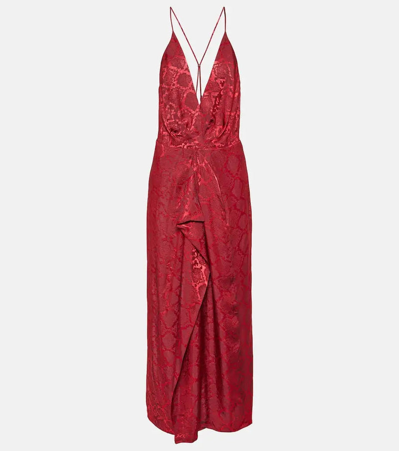 Simkhai Carmine snake-print satin maxi dress