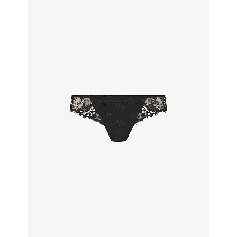 Womens Simone Perele Wish mesh and lace tanga briefs