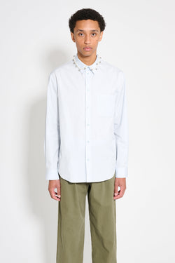 Simone Rocha Beaded Bell Classic Fit Shirt Baby Blue / Pearl 2