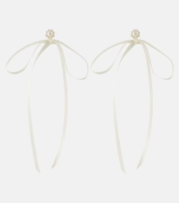 Simone Rocha Bow-detail faux pearl earrings | LYBSTORE