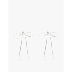 Simone Rocha Bow faux-pearl, crystal and brass earrings