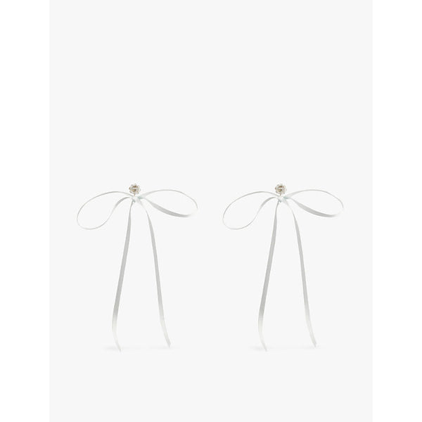 Womens Simone Rocha Bow faux-pearl, crystal and brass earrings