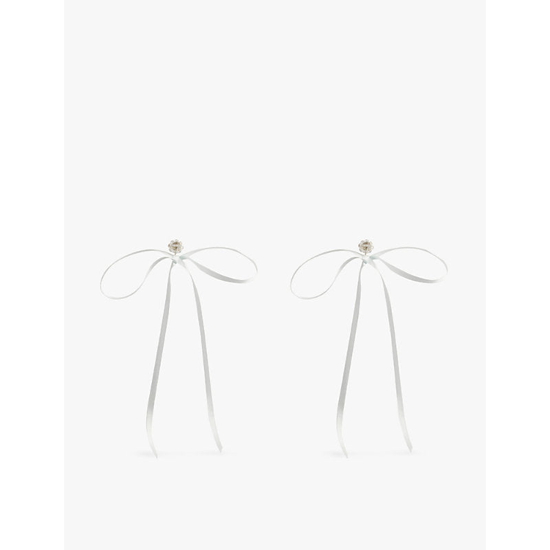 Simone Rocha Bow faux-pearl, crystal and brass earrings