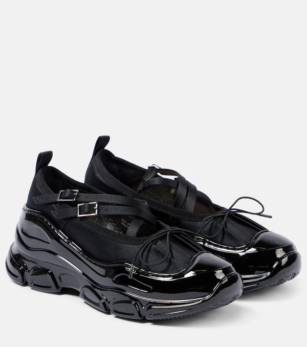 Simone Rocha Crystal Buckle Tracker leather-trimmed shoes