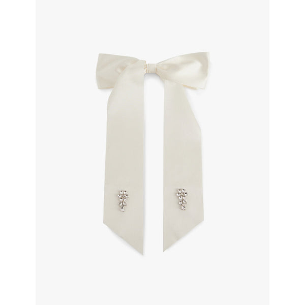 Simone Rocha Crystal-embellished bow satin barrette | LYBSTORE